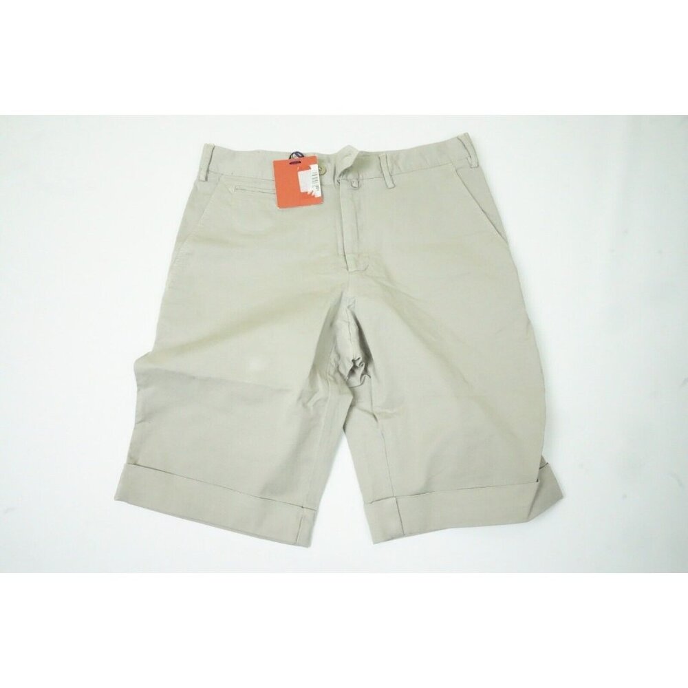 ISaia Napoli Beige Khaki Cotton Blend Casual Mens Chino Shorts Sz 46R BRAND NEW